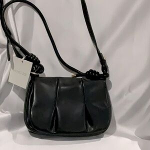 Rachel Zoe Black Ultra Soft Vegan Leather Crossbody/Shoulder Pleated Purse
